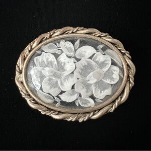 Antique Fish Scale Brooch Domed Glass Victorian Edwardian Mourning Style Jewelry